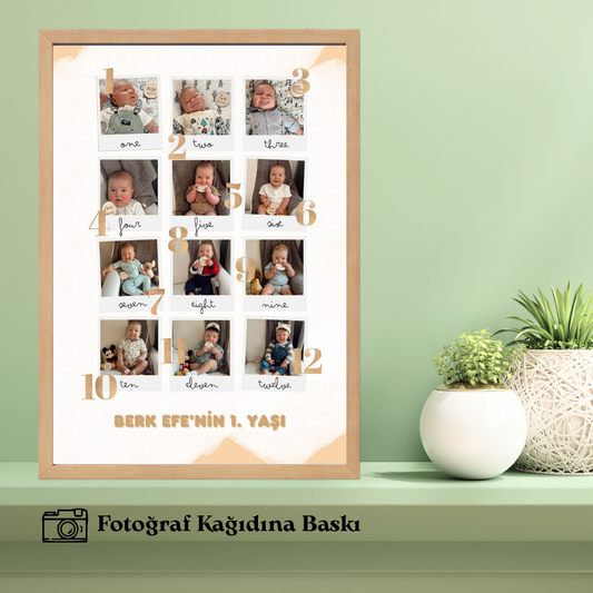 Bebeklerin 1. Yaşına Özel Tekli Anı Tablosu 3 (fotoğraflı)