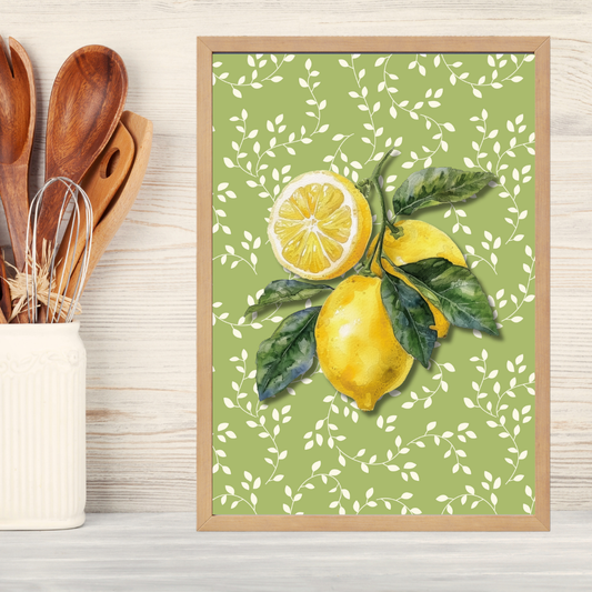 Limonlar Ahşap Çerçeve Oda-Mutfak Tablosu