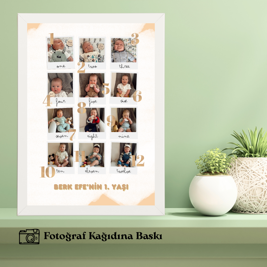Bebeklerin 1. Yaşına Özel Tekli Anı Tablosu 3 (fotoğraflı)