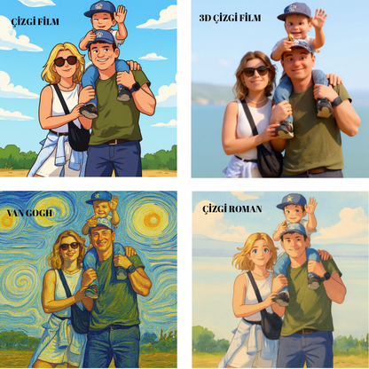 Çizgifilm Temalı Ahşap Çerçeveli Karikatür Tablo
