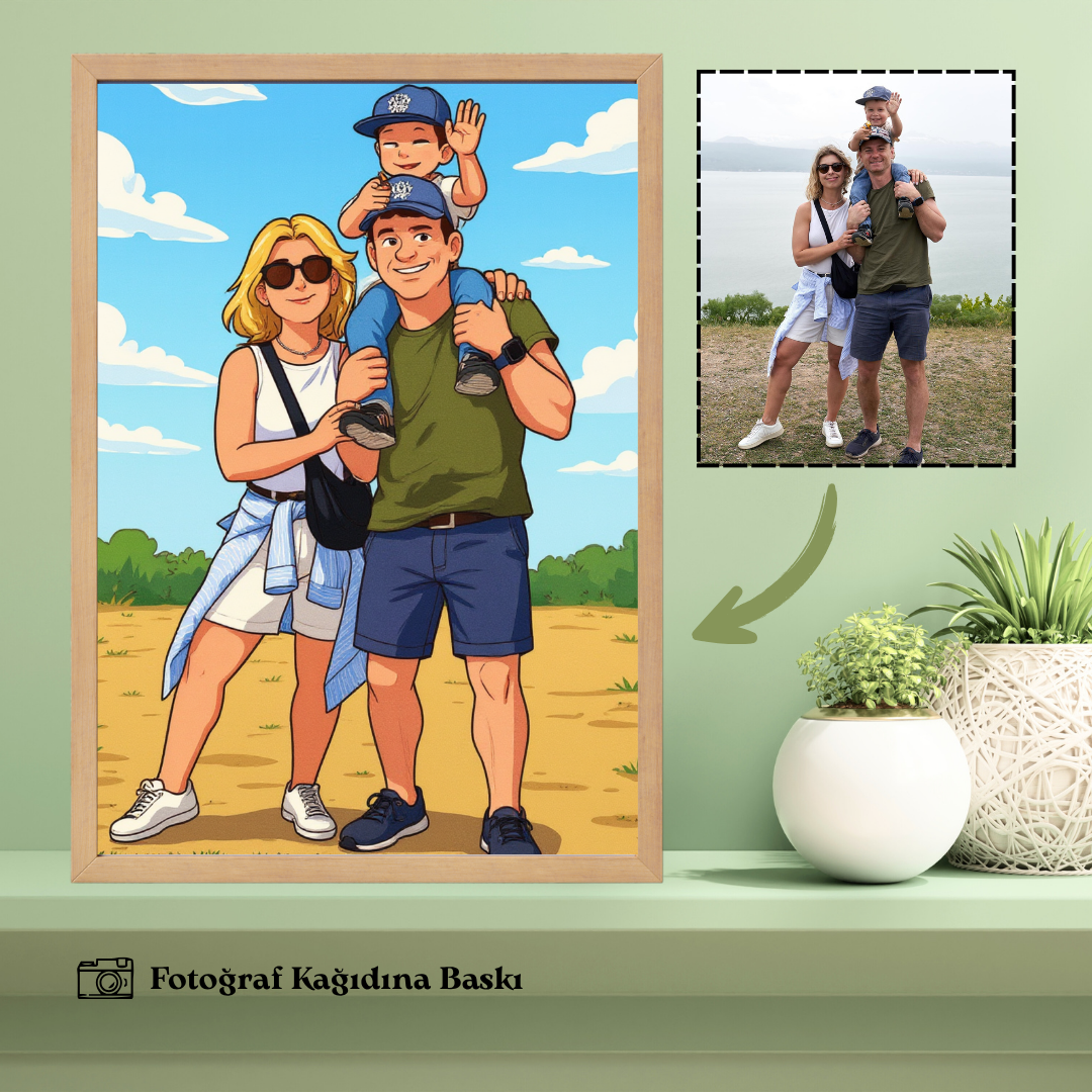 Çizgifilm Temalı Ahşap Çerçeveli Karikatür Tablo