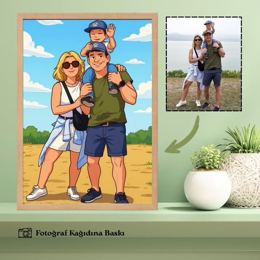 Çizgifilm Temalı Ahşap Çerçeveli Karikatür Tablo