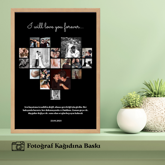 Kalp Şeklinde Tekli Ahşap Resimli Tablo (fotoğraflı)