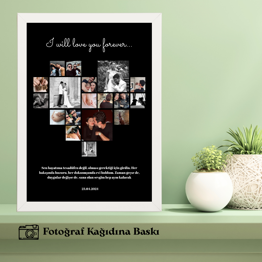 Kalp Şeklinde Tekli Ahşap Resimli Tablo (fotoğraflı)