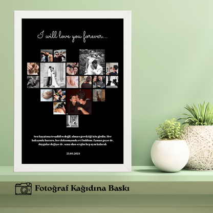 Kalp Şeklinde Tekli Ahşap Resimli Tablo (fotoğraflı)