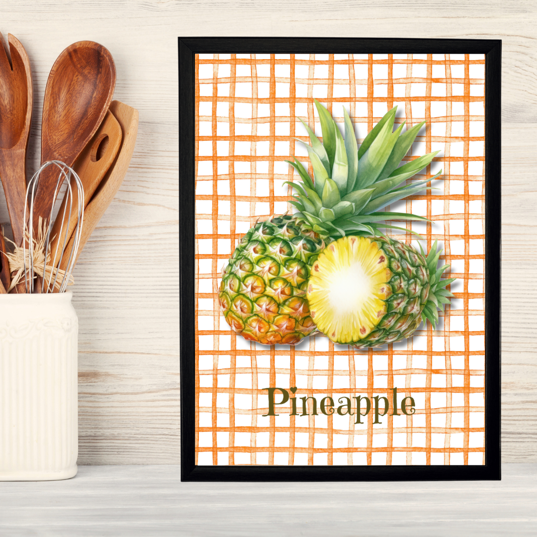 Ananas Ahşap Çerçeve Oda-Mutfak Tablosu