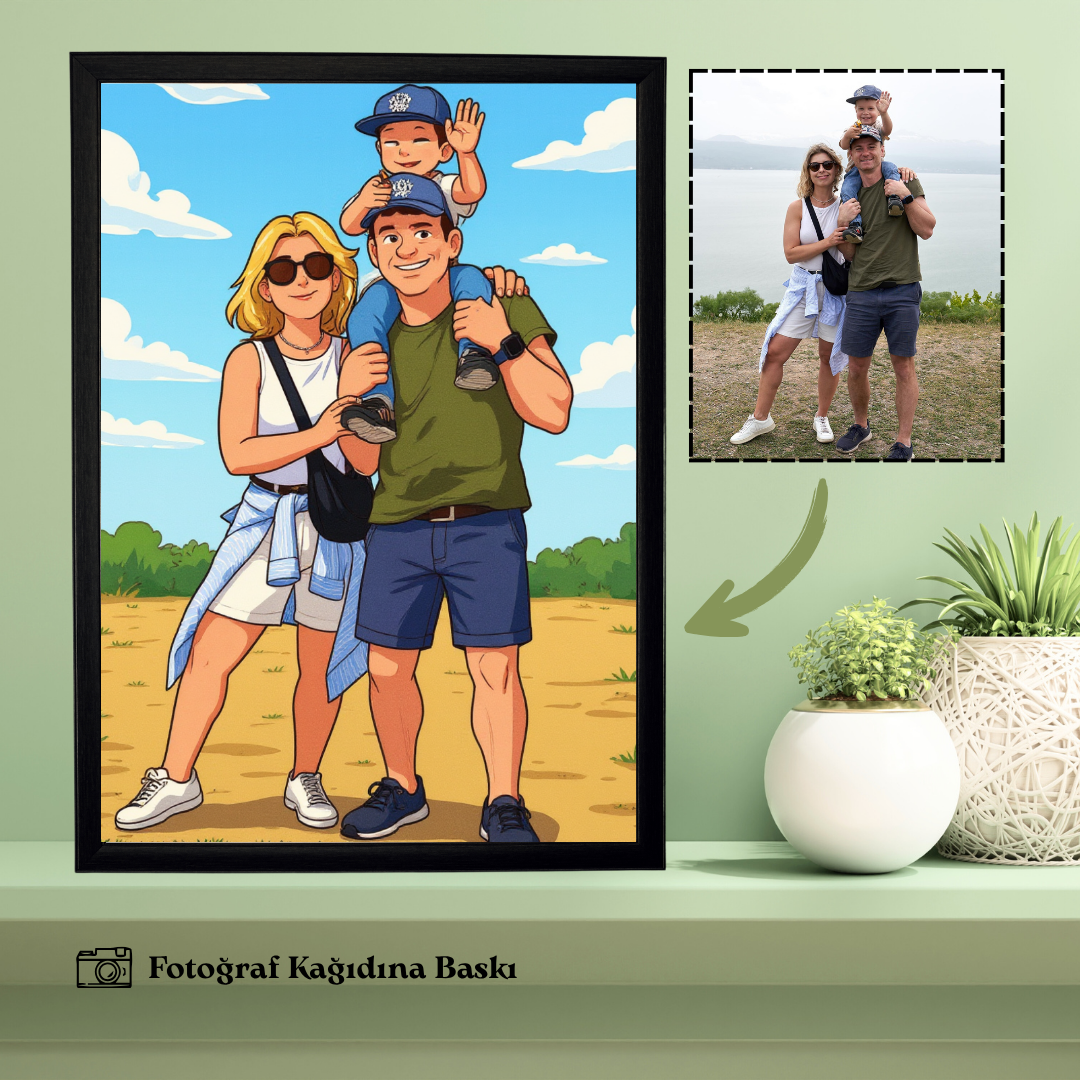 Çizgifilm Temalı Ahşap Çerçeveli Karikatür Tablo