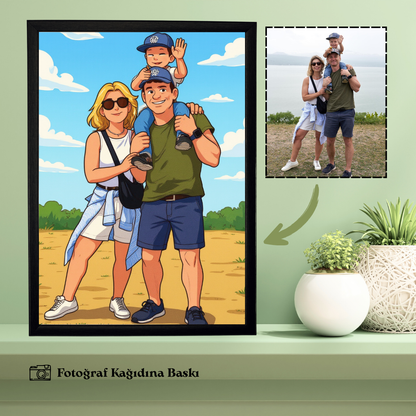 Çizgifilm Temalı Ahşap Çerçeveli Karikatür Tablo