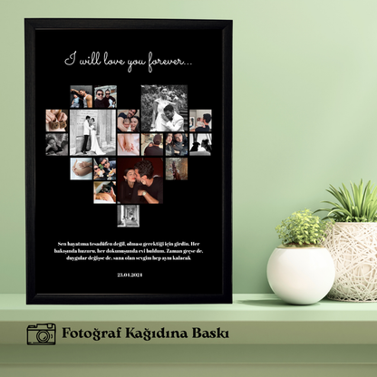 Kalp Şeklinde Tekli Ahşap Resimli Tablo (fotoğraflı)