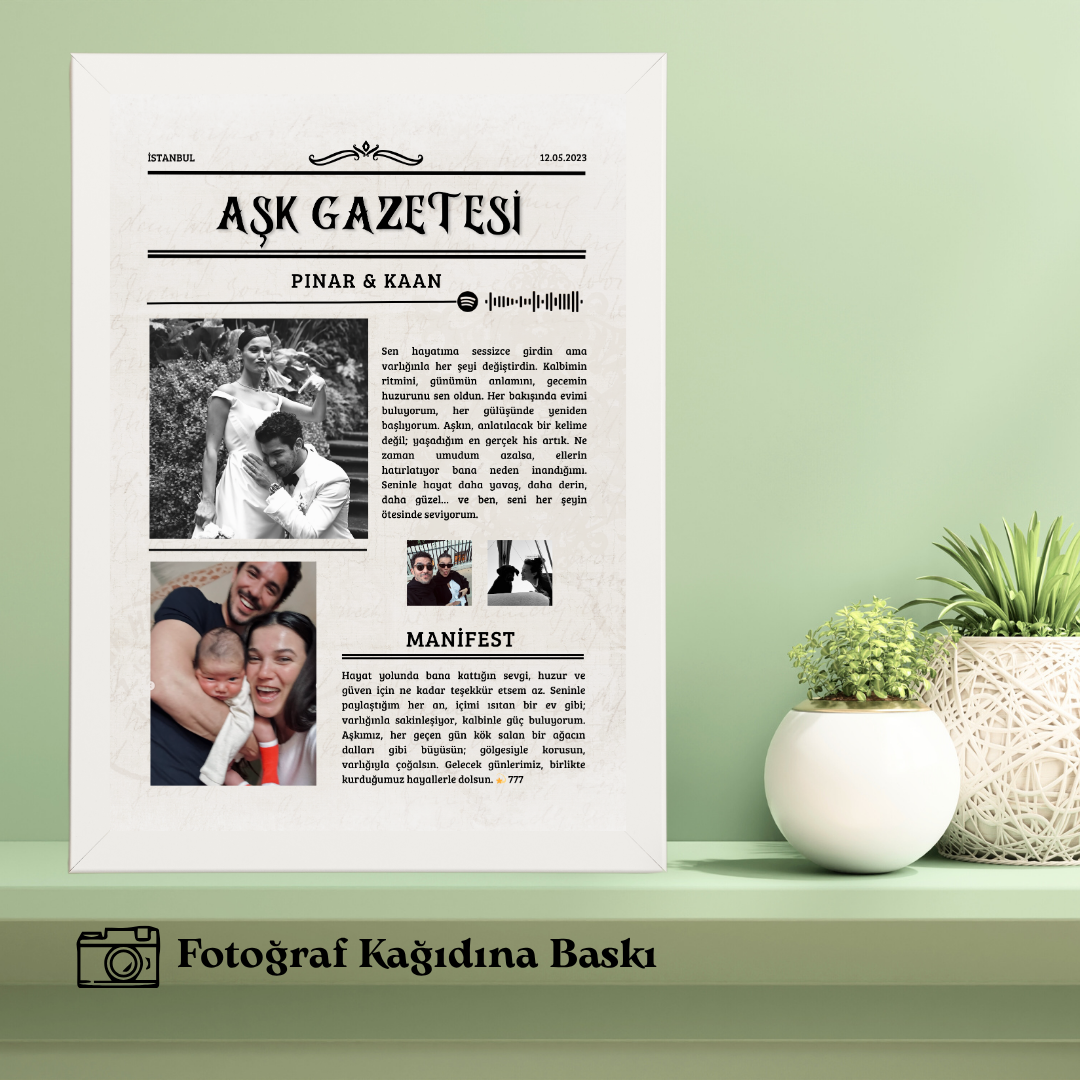 Aşk Gazetesi Tekli Ahşap Tablo (fotoğraflı)