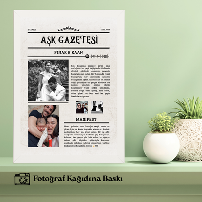 Aşk Gazetesi Tekli Ahşap Tablo (fotoğraflı)