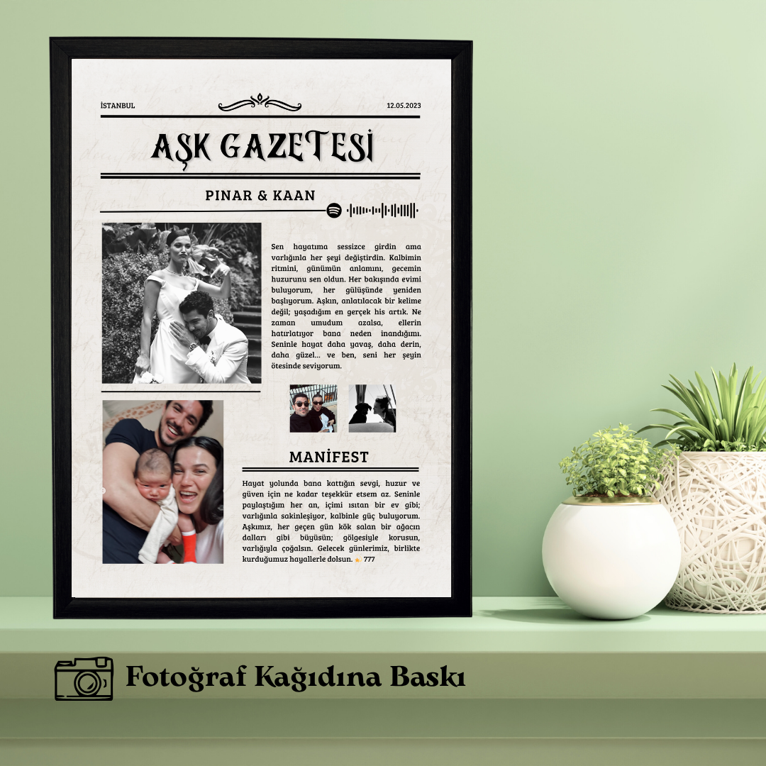 Aşk Gazetesi Tekli Ahşap Tablo (fotoğraflı)