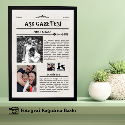 Aşk Gazetesi Tekli Ahşap Tablo (fotoğraflı)