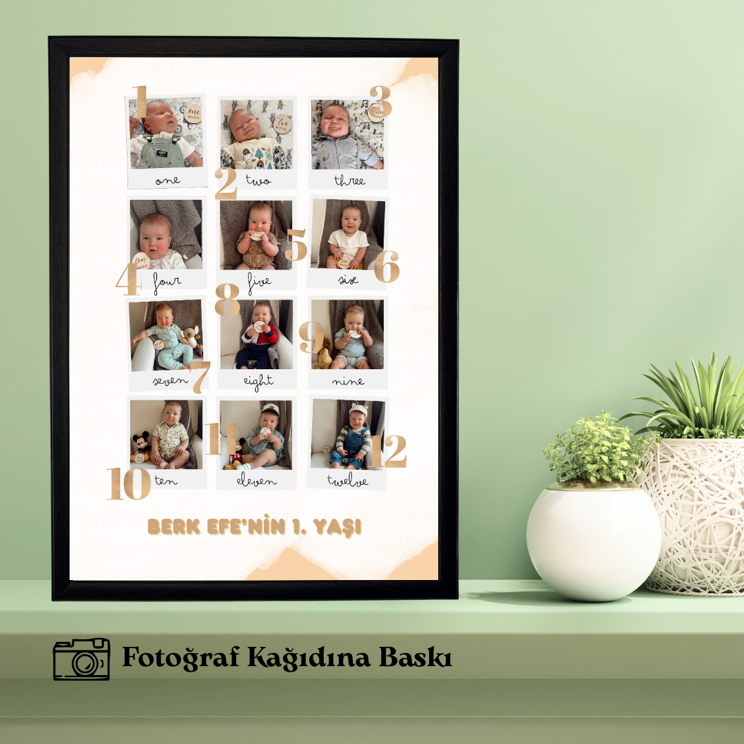 Bebeklerin 1. Yaşına Özel Tekli Anı Tablosu 3 (fotoğraflı)