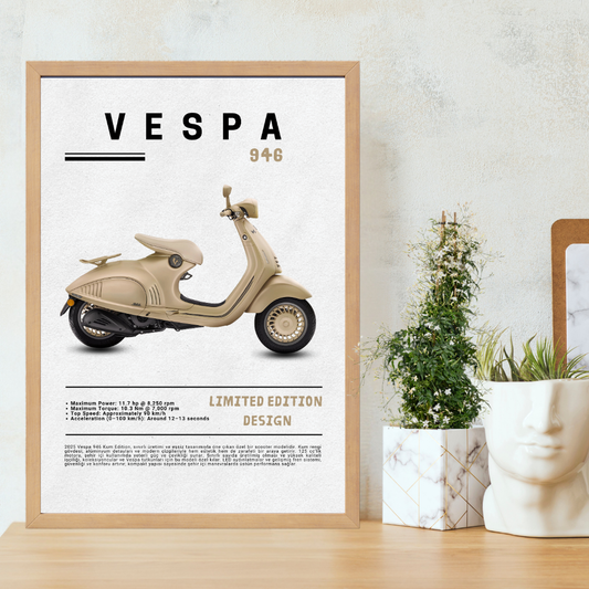 Vespa 946 Tekli Ahşap Motosiklet Tablo