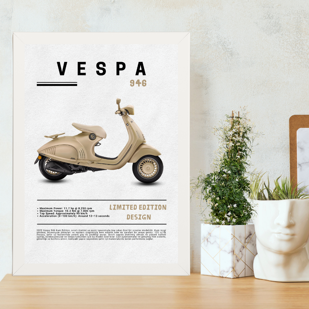 Vespa 946 Tekli Ahşap Motosiklet Tablo