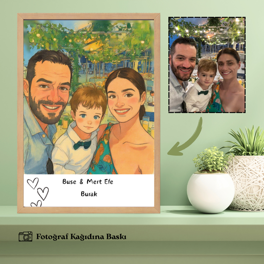 İsim Temalı Ahşap Çerçeveli Karikatür Tablo