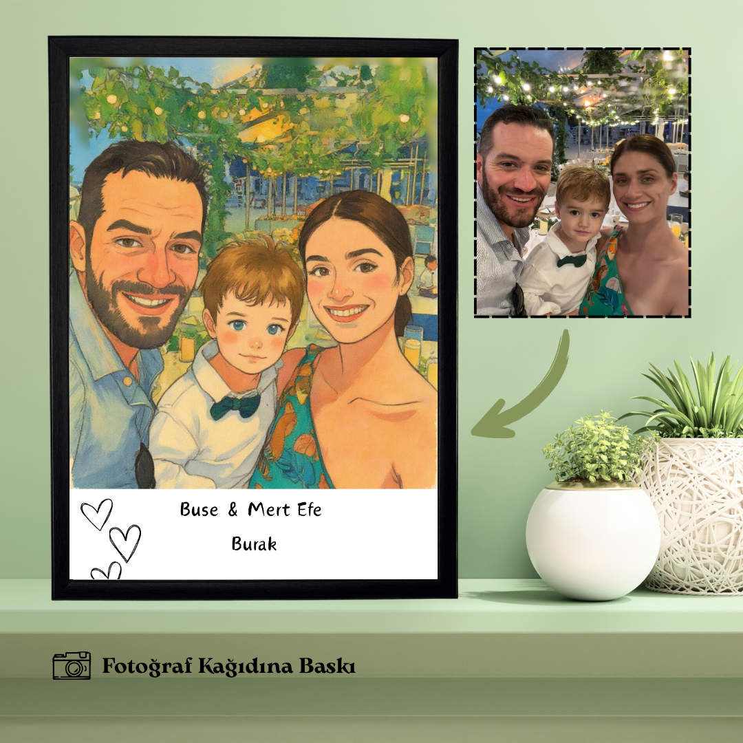 İsim Temalı Ahşap Çerçeveli Karikatür Tablo