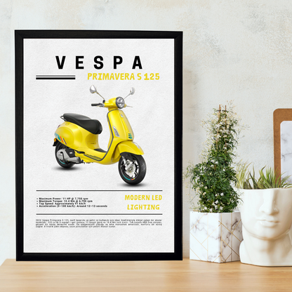 Vespa Primavera S 125 Tekli Ahşap Motosiklet Tablo