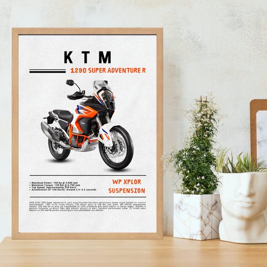 KTM 1290 Super Adventure R Tekli Ahşap Motosiklet Tablo
