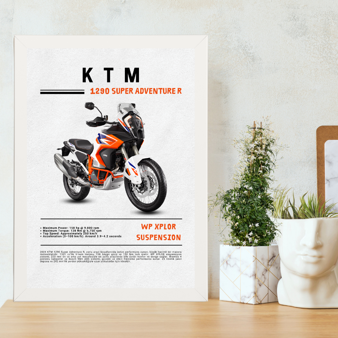 KTM 1290 Super Adventure R Tekli Ahşap Motosiklet Tablo