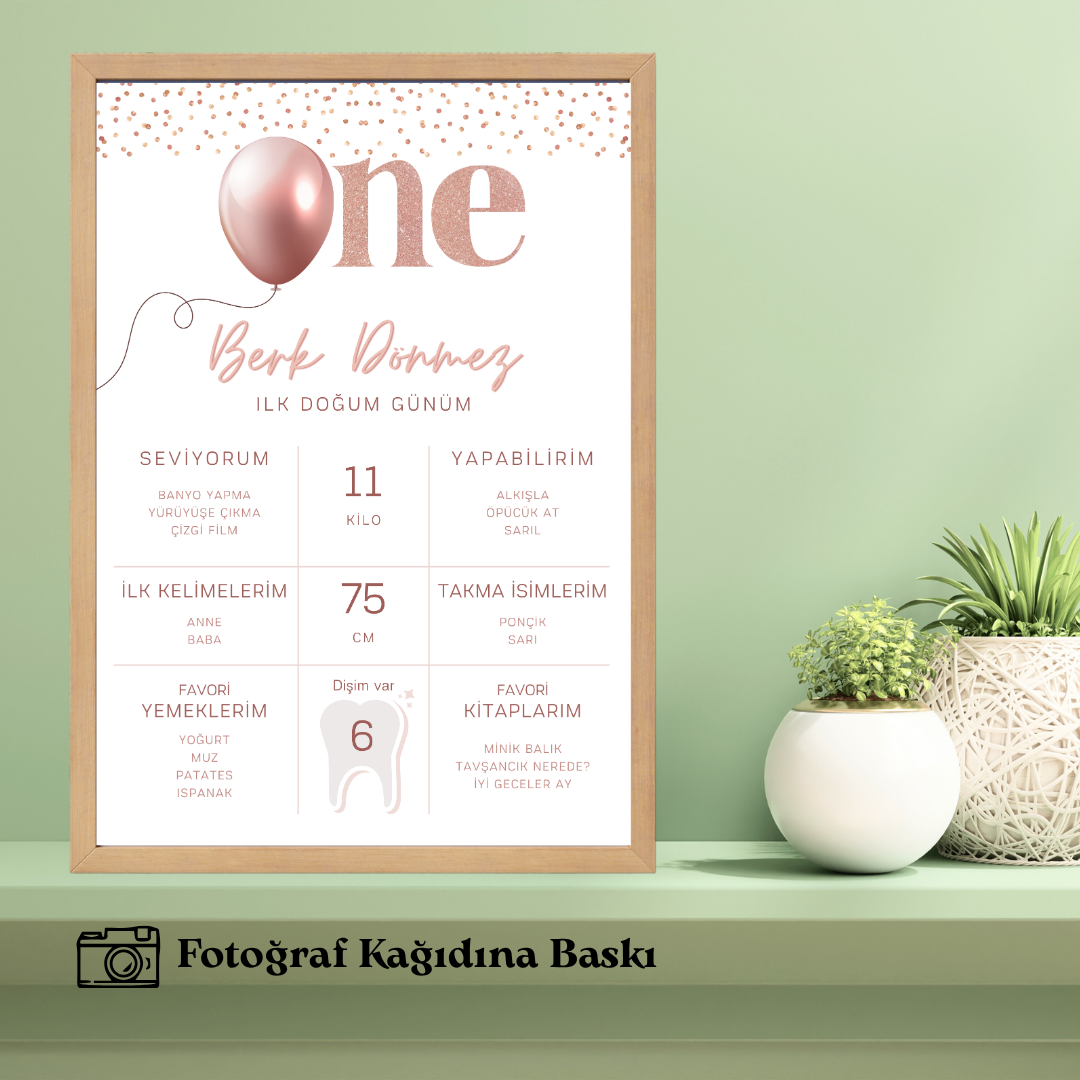 Bebeklerin 1. Yaşına Özel Tekli Anı Tablosu 4 (kişiye özel)