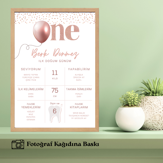 Bebeklerin 1. Yaşına Özel Tekli Anı Tablosu 4 (kişiye özel)