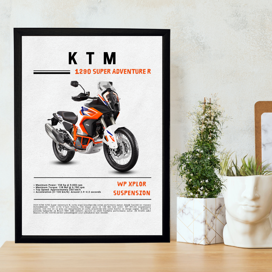 KTM 1290 Super Adventure R Tekli Ahşap Motosiklet Tablo