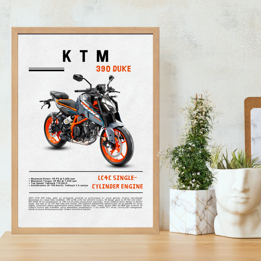 KTM 390 Duke Tekli Ahşap Motosiklet Tablo