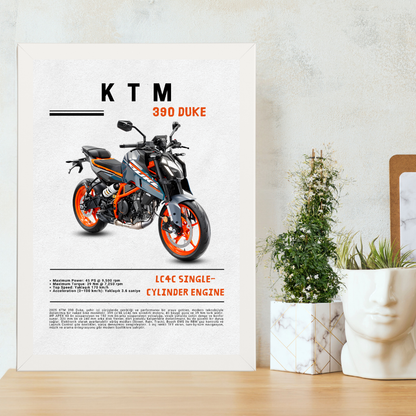 KTM 390 Duke Tekli Ahşap Motosiklet Tablo