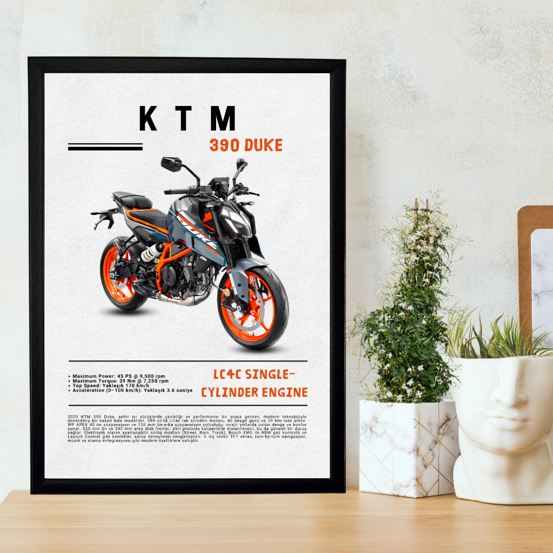 KTM 390 Duke Tekli Ahşap Motosiklet Tablo