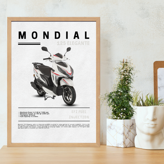 Mondial 125 Elegante Tekli Ahşap Motosiklet Tablo