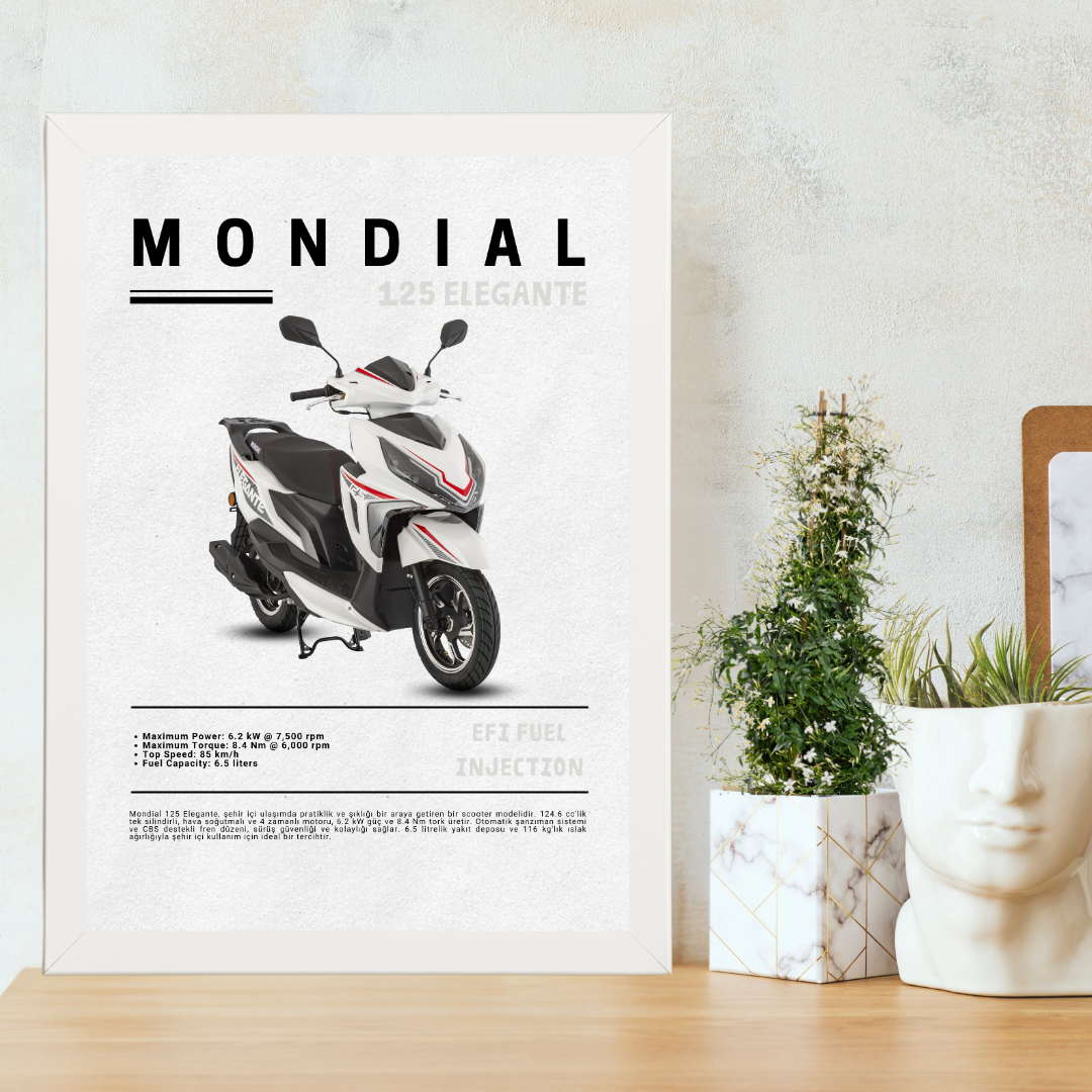 Mondial 125 Elegante Tekli Ahşap Motosiklet Tablo