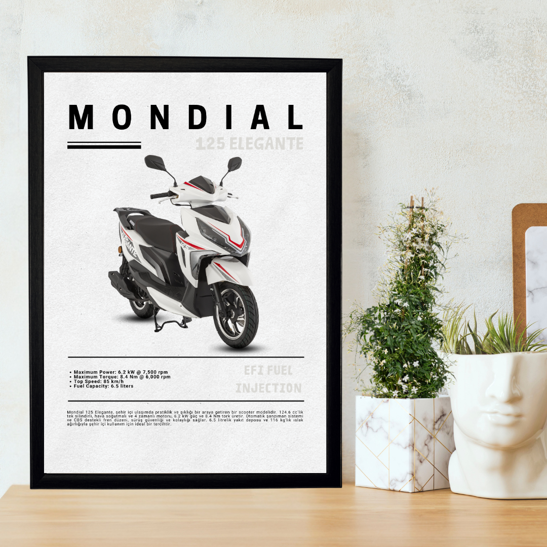 Mondial 125 Elegante Tekli Ahşap Motosiklet Tablo
