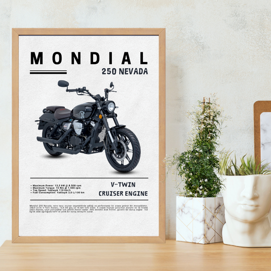 Mondial 250 Nevada Tekli Ahşap Motosiklet Tablo