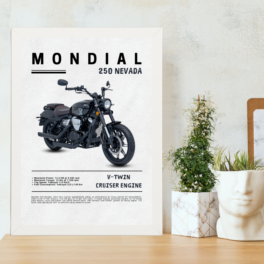 Mondial 250 Nevada Tekli Ahşap Motosiklet Tablo