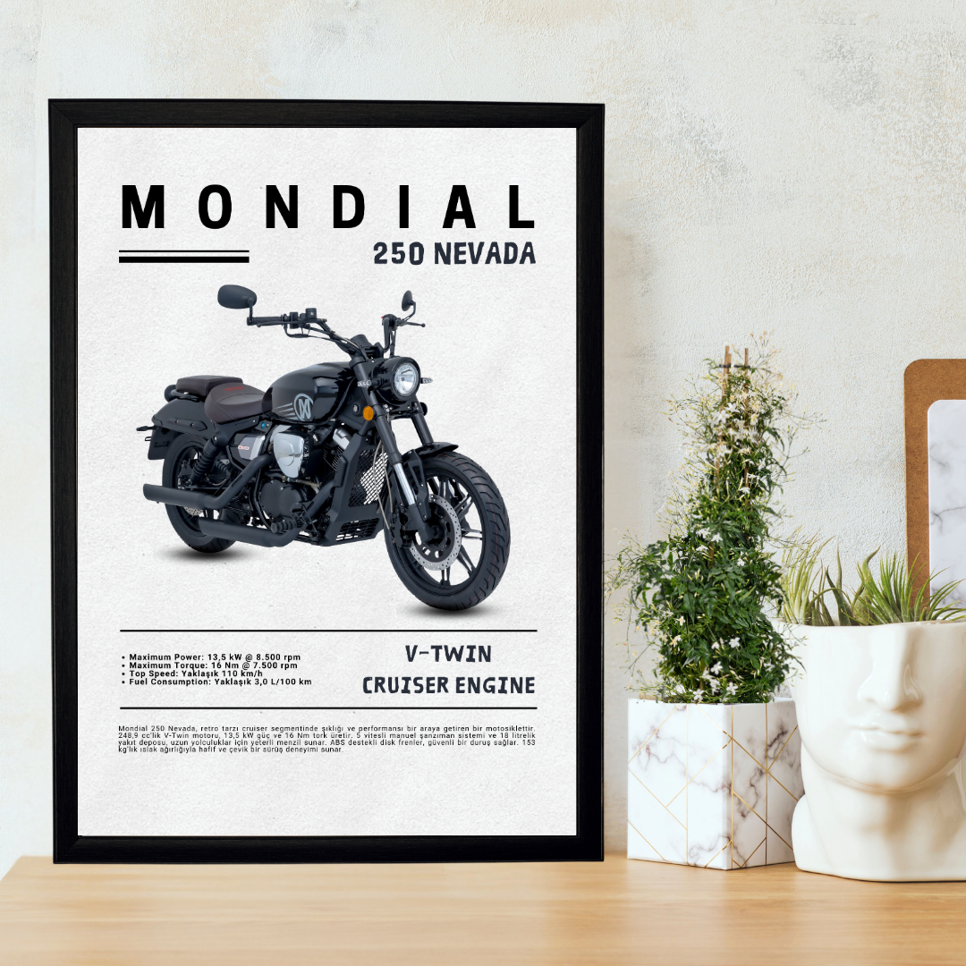 Mondial 250 Nevada Tekli Ahşap Motosiklet Tablo