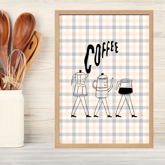 Filter Coffee Ahşap Çerçeve Oda-Mutfak Tablosu