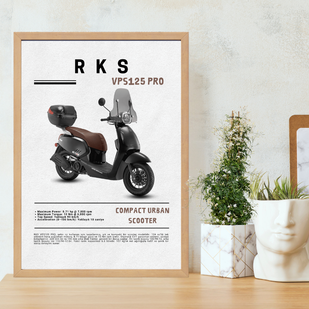 RKS VPS125 Pro Tekli Ahşap Motosiklet Tablo