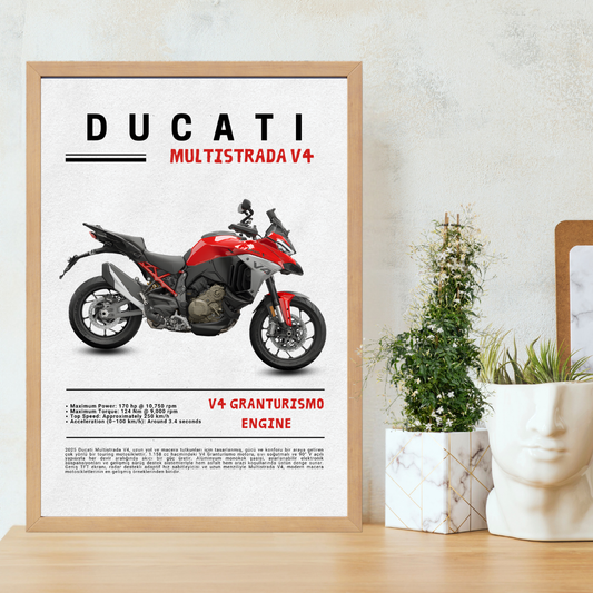 Ducati Multistrada V4 Tekli Ahşap Motosiklet Tablo