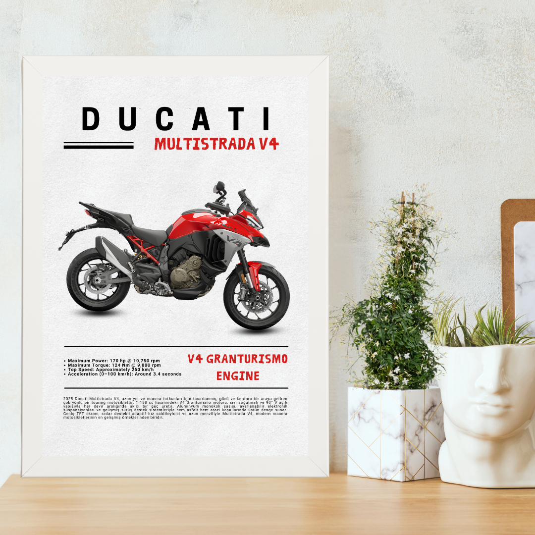 Ducati Multistrada V4 Tekli Ahşap Motosiklet Tablo
