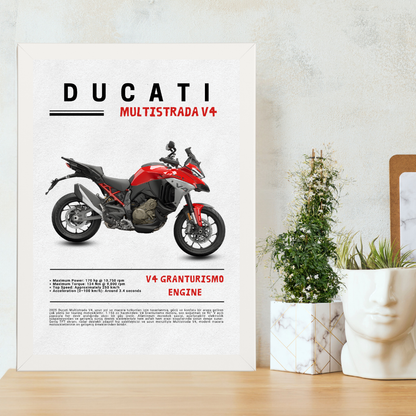 Ducati Multistrada V4 Tekli Ahşap Motosiklet Tablo