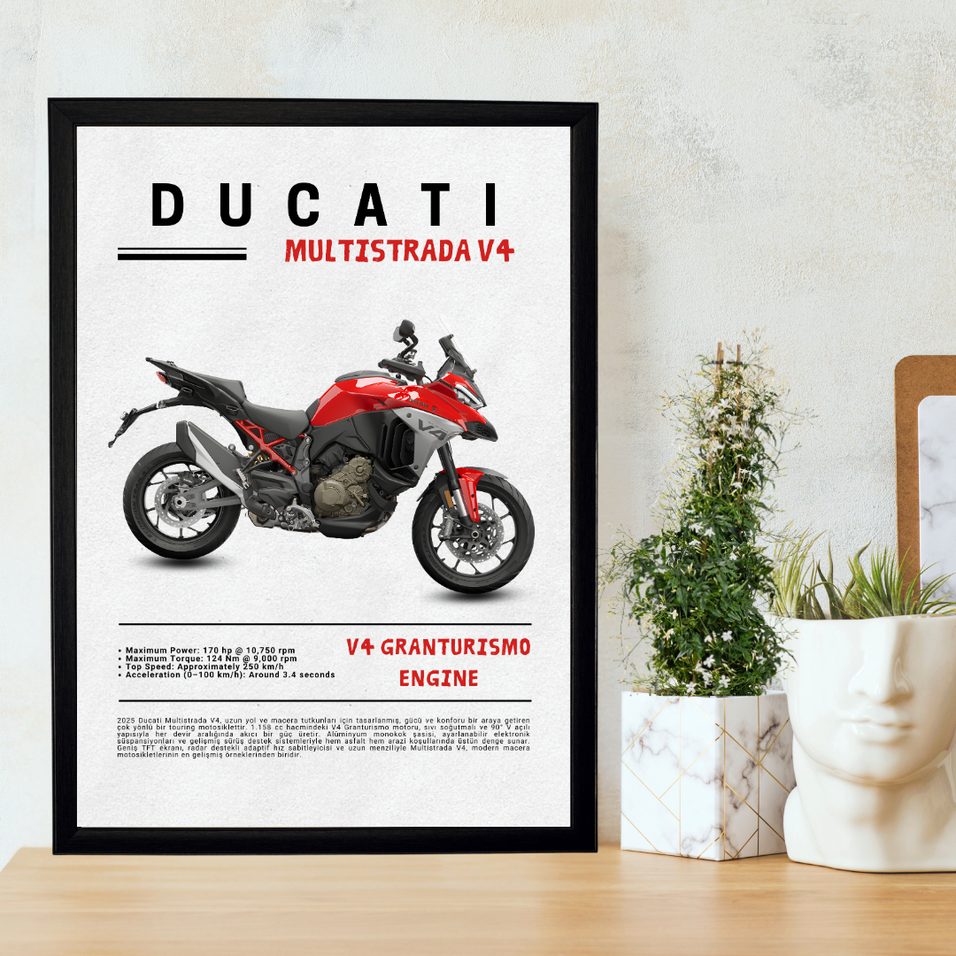 Ducati Multistrada V4 Tekli Ahşap Motosiklet Tablo