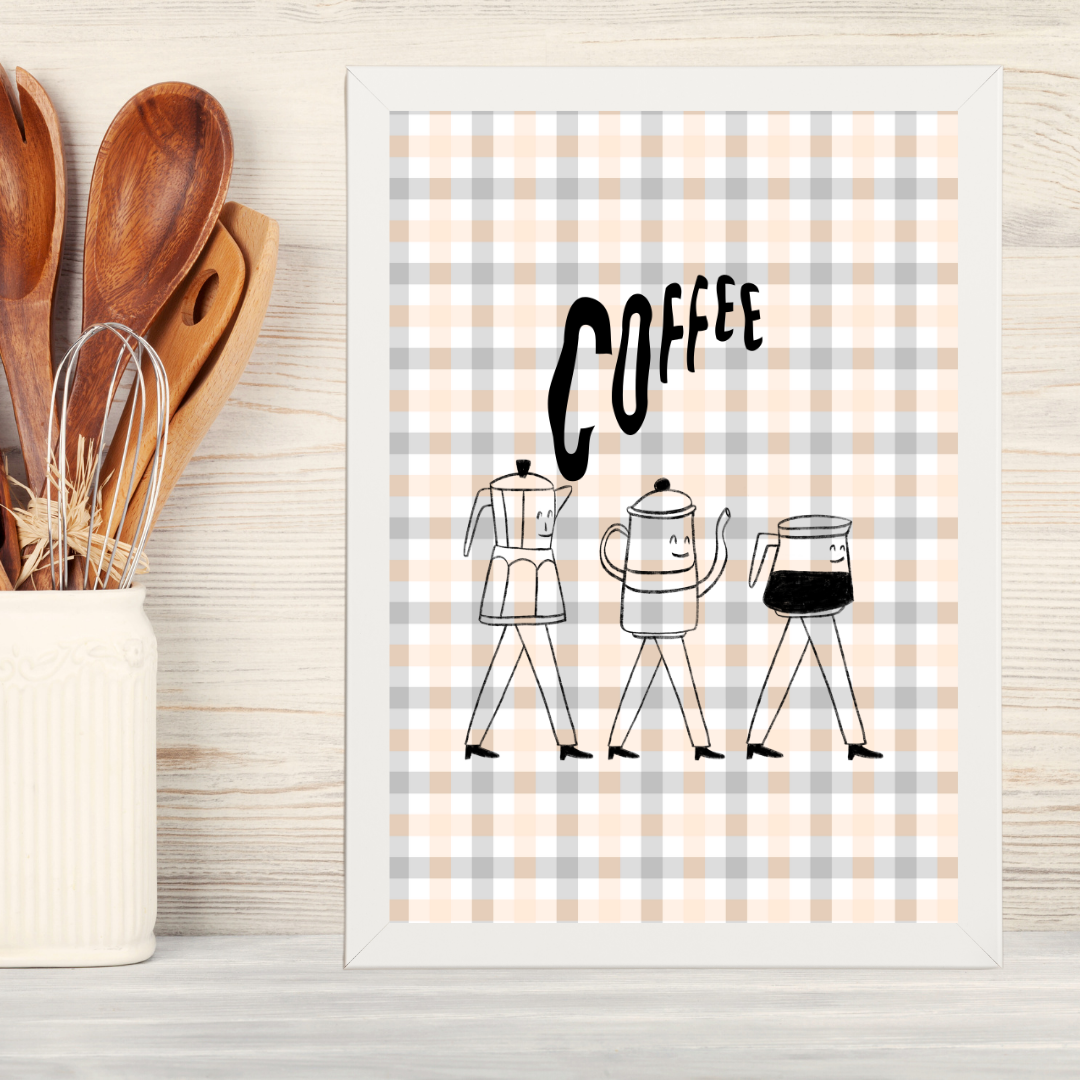 Filter Coffee Ahşap Çerçeve Oda-Mutfak Tablosu