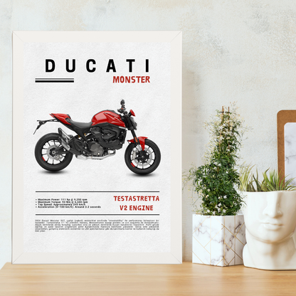Ducati Monster Tekli Ahşap Motosiklet Tablo