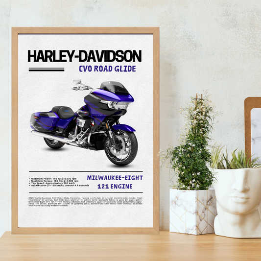 Harley Davidson-Cvo Road Glide Tekli Ahşap Motosiklet Tablo