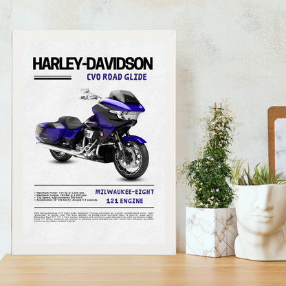 Harley Davidson-Cvo Road Glide Tekli Ahşap Motosiklet Tablo