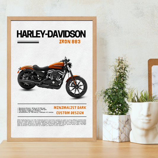 Harley Davidson-Iron 883 Tekli Ahşap Motosiklet Tablo