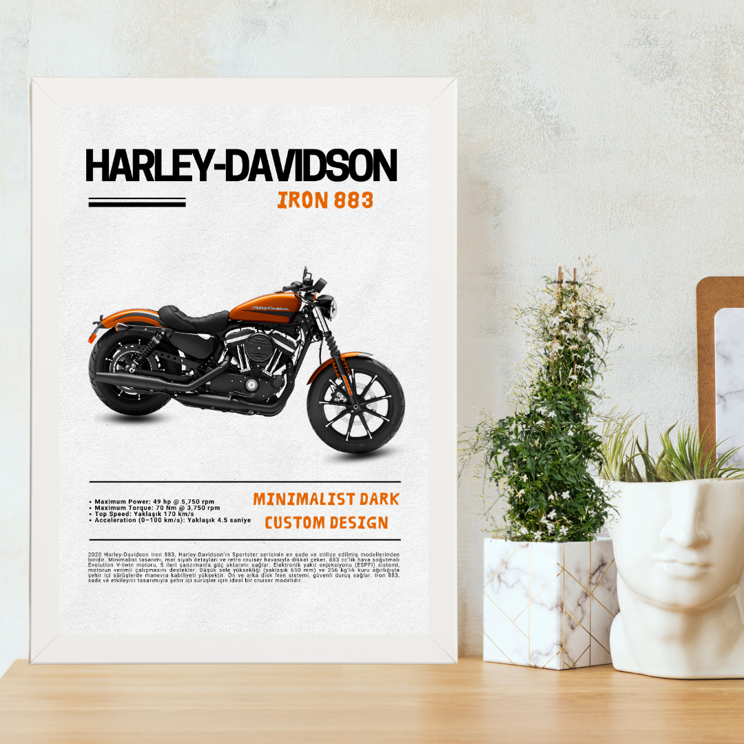 Harley Davidson-Iron 883 Tekli Ahşap Motosiklet Tablo