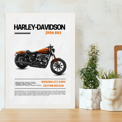 Harley Davidson-Iron 883 Tekli Ahşap Motosiklet Tablo